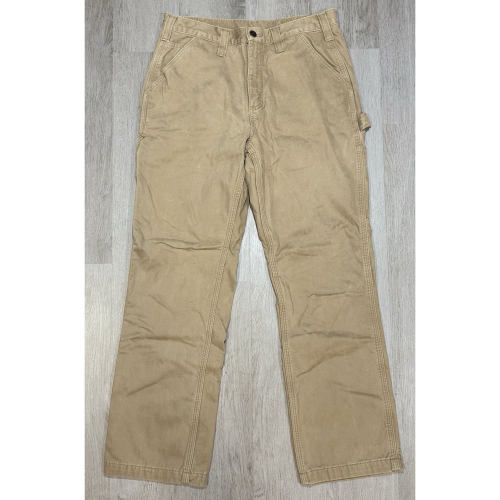 Carhartt Relaxed Fit Flannel Lined Carpenter Pants Men's 32x30 Khaki 100070-253